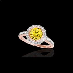 1.5 ctw Certified SI/I Fancy Intense Yellow Diamond Ring 10K Rose Gold