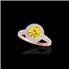 Image 1 : 1.5 ctw Certified SI/I Fancy Intense Yellow Diamond Ring 10K Rose Gold
