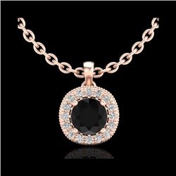 1.1 ctw Fancy Black Diamond Art Deco Stud Necklace 18K Rose Gold