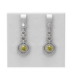 3.55 ctw Fancy Yellow Diamond Earrings 18K White Gold