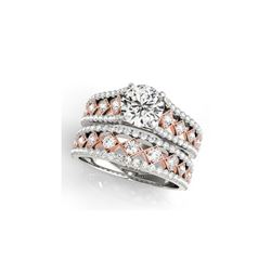 1.56 ctw Certified VS/SI Diamond Solitaire 2pc Set Ring 14K White & Rose Gold