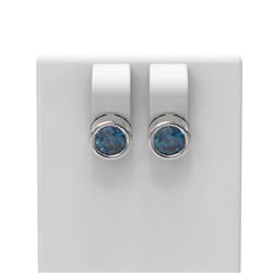 4 ctw Intense Blue Diamond Earrings 18K White Gold