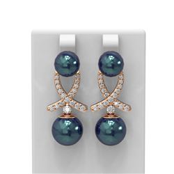 1.3 ctw Pearl & Diamond Earrings 18K Rose Gold