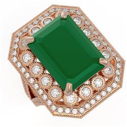 16.44 ctw Certified Emerald & Diamond Victorian Ring 14K Rose Gold