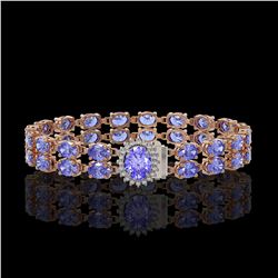 16.37 ctw Tanzanite & Diamond Bracelet 14K Rose Gold