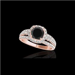 2.25 ctw Certified VS Black Diamond Solitaire Halo Ring 10K Rose Gold