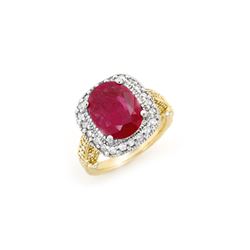9.40 ctw Ruby & Diamond Ring 14K 2-Tone Gold