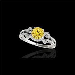 1.36 ctw Certified SI/I Fancy Intense Yellow Diamond Ring 10K White Gold