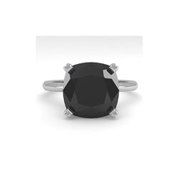 6.0 ctw Cushion Black Diamond Engagement Designer Ring 14K White Gold