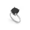 Image 2 : 6.0 ctw Cushion Black Diamond Engagement Designer Ring 14K White Gold