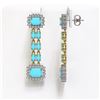 Image 2 : 9.54 ctw Turquoise & Diamond Earrings 14K Yellow Gold