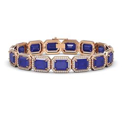38.61 ctw Sapphire & Diamond Micro Pave Halo Bracelet 10K Rose Gold