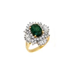 3.90 ctw Emerald & Diamond Ring 14K Yellow Gold