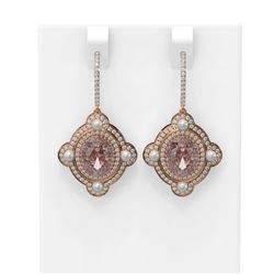 9.45 ctw Morganite & Diamond Earrings 18K Rose Gold
