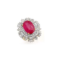 12.16 ctw Ruby & Diamond Ring 14K Yellow Gold