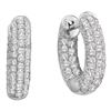 Image 1 : 14kt White Gold Round Pave-set Diamond Dainty Huggie Hoop Earrings 3/4 Cttw