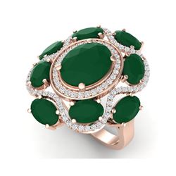 9.86 ctw Designer Emerald & VS Diamond Ring 18K Rose Gold