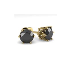3.0 ctw Black Certified Diamond Stud Earrings 18K Yellow Gold