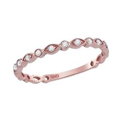 10kt Rose Gold Round Diamond Vintage Stackable Band Ring 1/8 Cttw