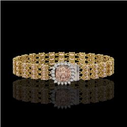 27.48 ctw Morganite & Diamond Bracelet 14K Yellow Gold