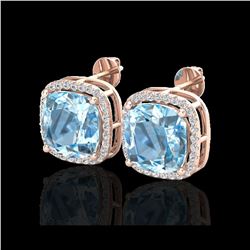12 ctw Sky Blue Topaz & Micro VS/SI Diamond Earrings 14K Rose Gold