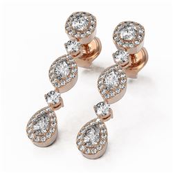3 ctw Mix Cut Diamonds Designer Earrings 18K Rose Gold
