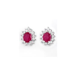 4.44 ctw Ruby & Diamond Earrings 14K White Gold