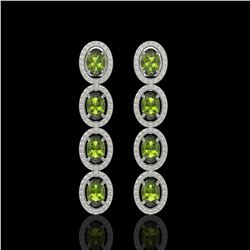 5.88 ctw Tourmaline & Diamond Micro Pave Halo Earrings 10K White Gold