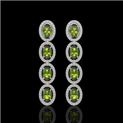 5.88 ctw Tourmaline & Diamond Micro Pave Halo Earrings 10K White Gold