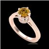 Image 1 : 1.14 ctw Intense Fancy Yellow Diamond Art Deco Ring 18K Rose Gold