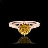 Image 2 : 1.14 ctw Intense Fancy Yellow Diamond Art Deco Ring 18K Rose Gold