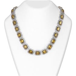 120.73 ctw Citrine & Diamond Necklace 18K White Gold