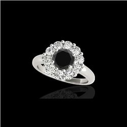 2.85 ctw Certified VS Black Diamond Solitaire Halo Ring 10K White Gold