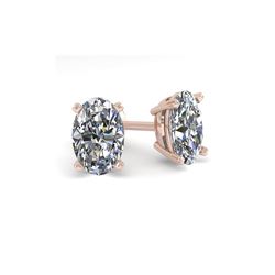 1.0 ctw Oval Cut VS/SI Diamond Stud Designer Earrings 14K Rose Gold