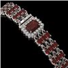 Image 2 : 21.51 ctw Garnet & Diamond Bracelet 14K White Gold