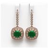 12.9 ctw Certified Emerald & Diamond Victorian Earrings 14K Rose Gold