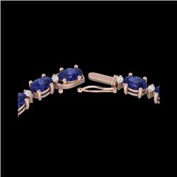 34 ctw Tanzanite & VS/SI Diamond Eternity Necklace 10K Rose Gold