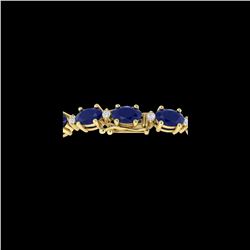 30.8 ctw Sapphire & VS/SI Diamond Eternity Bracelet 10K Yellow Gold