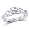 14kt White Gold Round Diamond Bridal Wedding Engagement Ring Band Set 1/6 Cttw