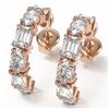 Image 1 : 7.25 ctw Emerald and Oval Cut Diamond Earrings 18K Rose Gold