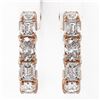 Image 2 : 7.25 ctw Emerald and Oval Cut Diamond Earrings 18K Rose Gold