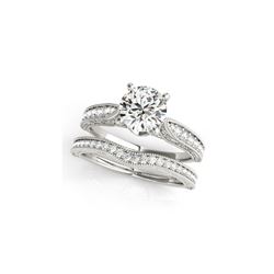 1.18 ctw Certified VS/SI Diamond 2pc Wedding Set Antique 14K White Gold