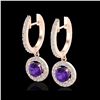 1.75 ctw Amethyst & Micro Pave VS/SI Diamond Earrings 14K Rose Gold