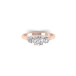 1.37 ctw Certified VS/SI Diamond Art Deco 3 Stone Ring 14K Rose Gold