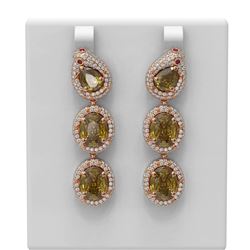 16.4 ctw Canary Citrine & Diamond Earrings 18K Rose Gold