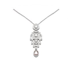 6.84 ctw Morganite & Diamond Necklace 18K White Gold