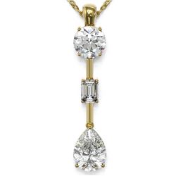 1.75 ctw Pear Cut Diamond Designer Necklace 18K Yellow Gold