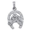 14kt White Gold Round Diamond Lucky Horseshoe Pendant 1/10 Cttw