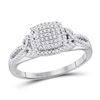 10kt White Gold Round Diamond Square Cluster Bridal Wedding Engagement Ring 1/3 Cttw