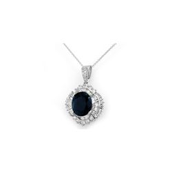 6.53 ctw Blue Sapphire & Diamond Pendant 18K White Gold
